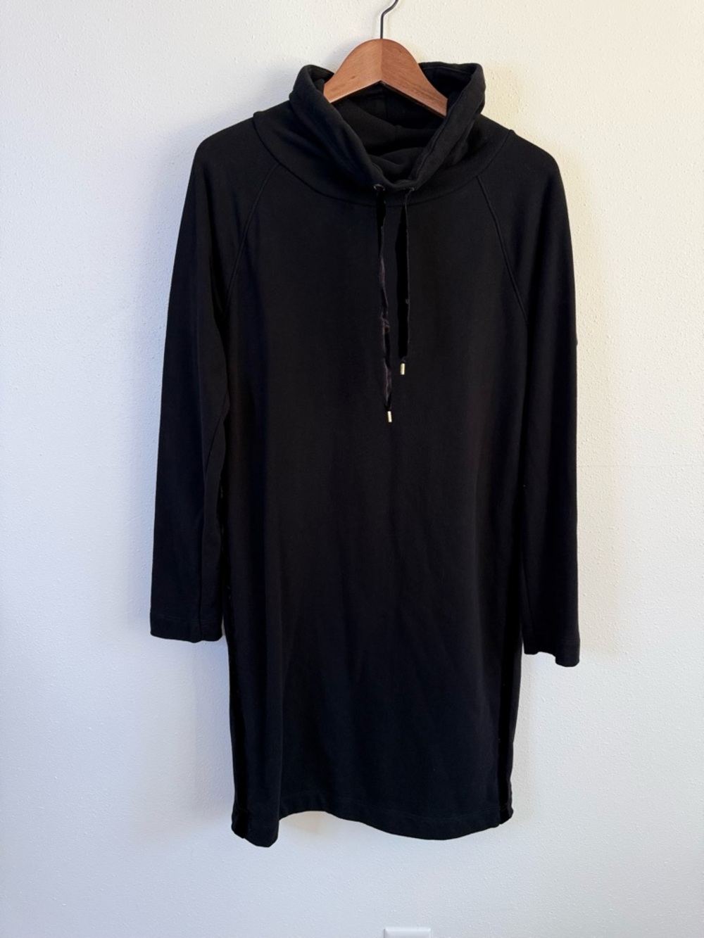 Lauren Ralph Lauren Black Cowl Neck Knit Dress Medium Long Sleeve